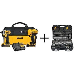20V MAX Lithium-Ion Cordless Combo Kit (2 Piece), Mechanics Tool Set (200 Piece), (2) 20V 1.3Ah Batteries, and Charger