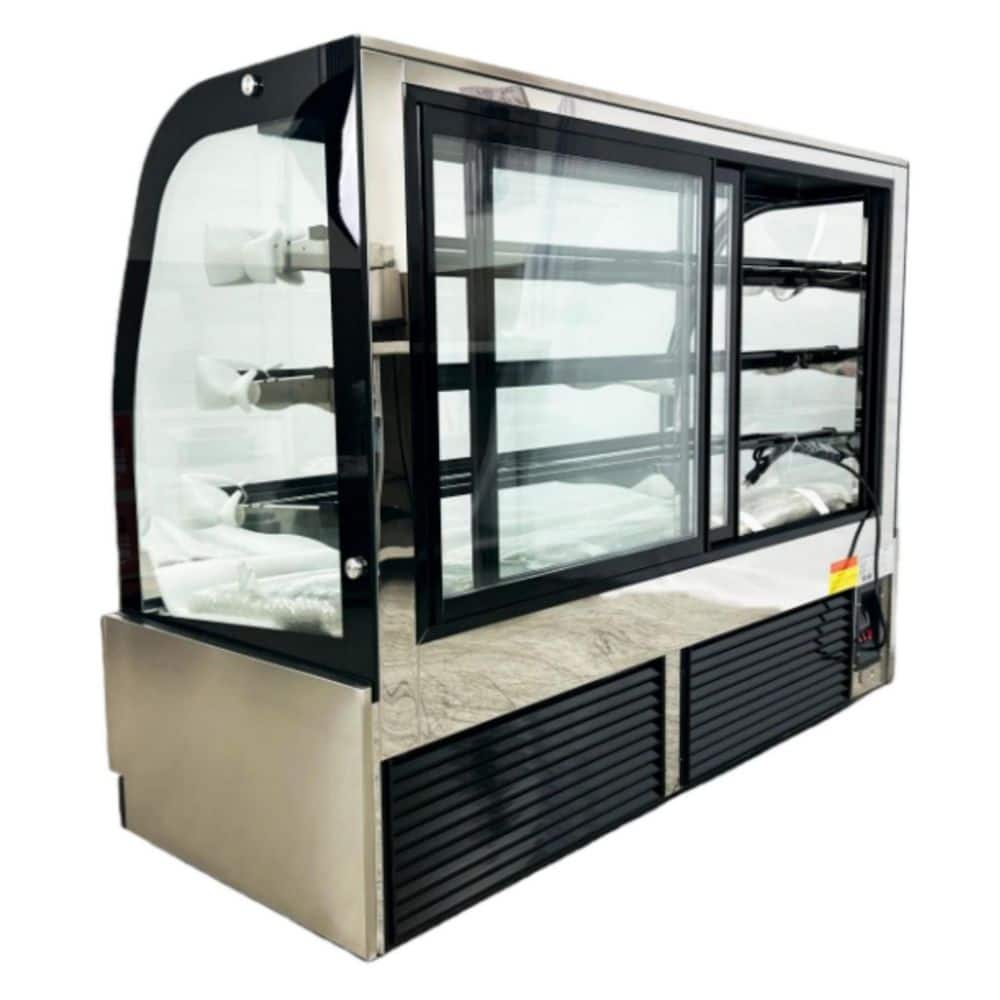 72 in. 23 cu. ft. Commercial Refrigerator Bakery Display Case in Stainless Steel