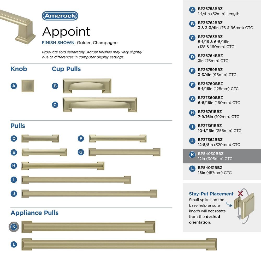 Golden Champagne 12" Modern Appliance Pull with Mounting Hardware