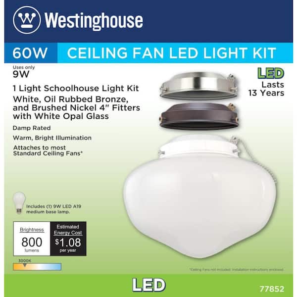 Westinghouse 1 Light Led Schoolhouse, Schoolhouse Light Kit For Ceiling Fan