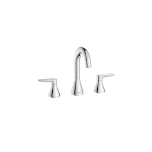 Aspirations 8 in. Widespread 2-Handle Bathroom Faucet with Drain Polished Chrome