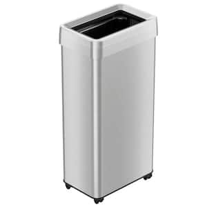 21 Gal. Open Top Kitchen Trash Can Recycling Bin with Wheels and Double Odor Filters Stainless Steel 80 L Home Office