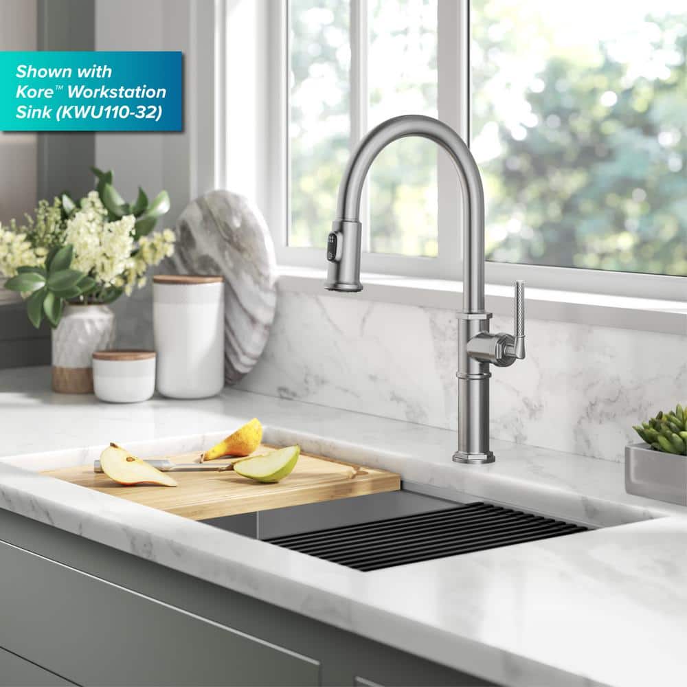 Spot-Free Stainless Steel Pull-Down Single Handle Kitchen Faucet