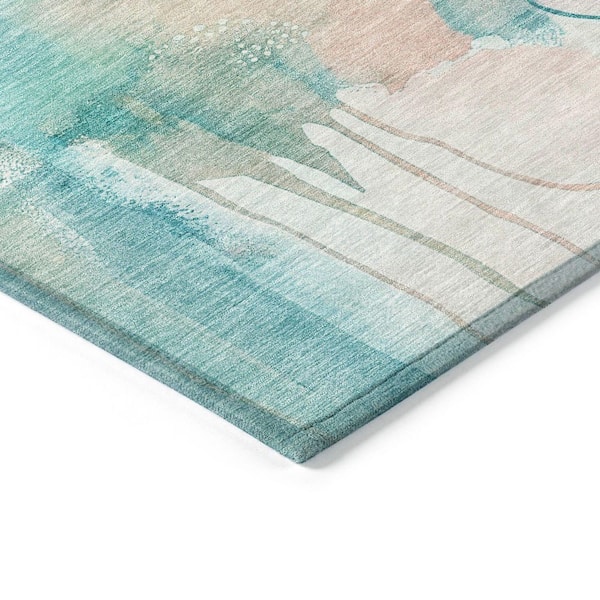 Chantille Machine Washable Indoor/Outdoor Abstract ACN2019 Turquoise 1 ft. 8 in. x 2 ft. 6 in. Accent Rug