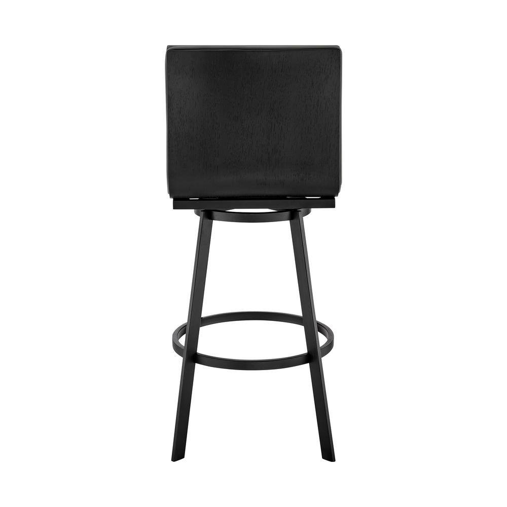 Gray Faux Leather and Matt Black Swivel Bar Stool