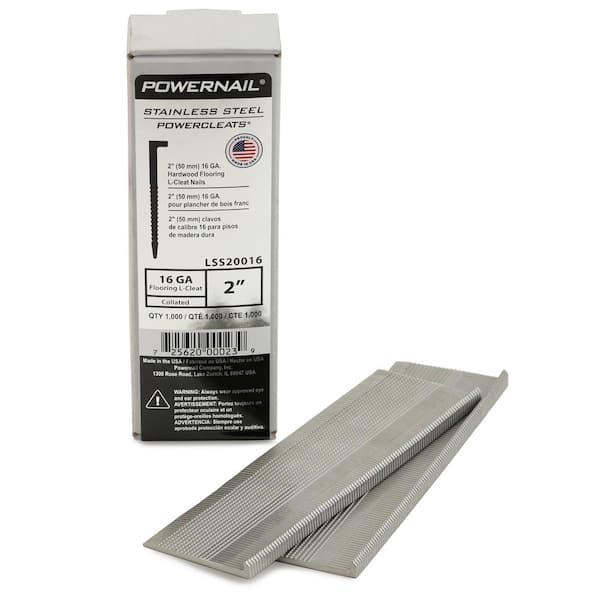 POWERNAIL 2 in. x 16-Gauge Powercleats Stainless Steel Hardwood Flooring Nails (1000-Pack)