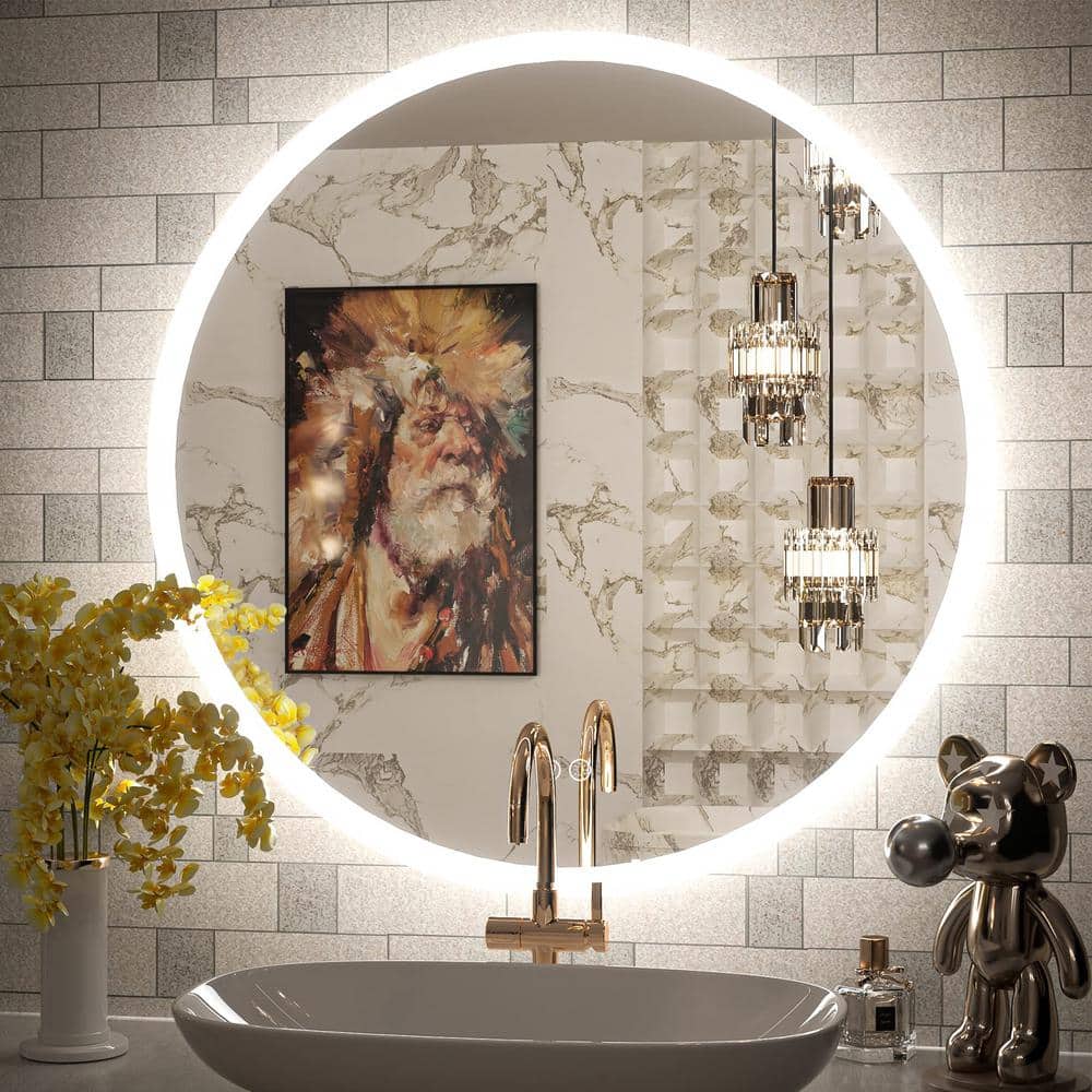 24 in. W x 24 in. H Round Frameless Super Bright 192 Leds/m Lighted Anti-Fog Tempered Glass Wall Bathroom Vanity Mirror price history on PriceWatchPro