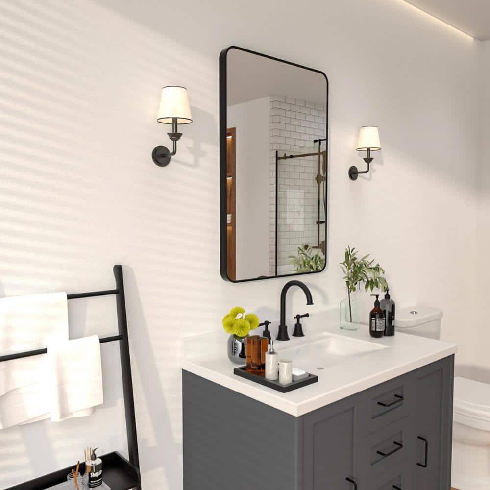 Niveal 24'' x 36'' Silver and Gold Rectangular Bathroom Mirror