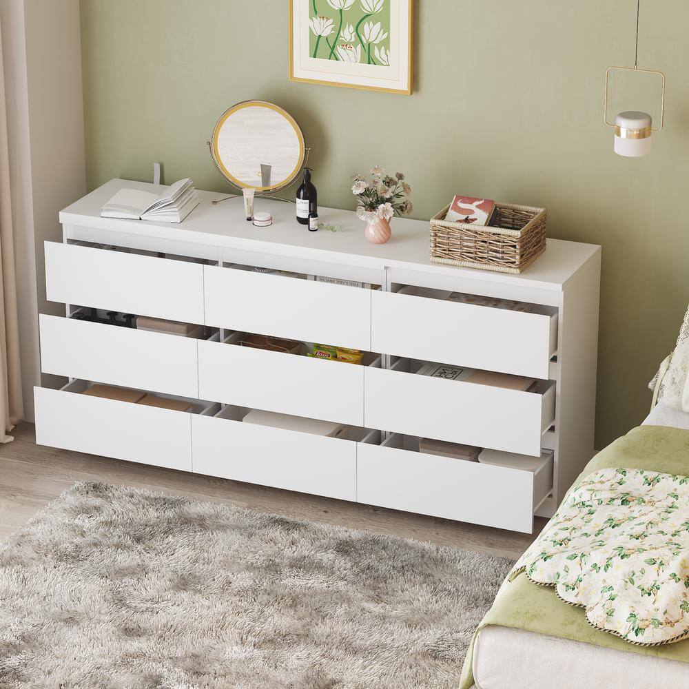 9-Drawer Retractable Dresser Bedroom Storage Organizer with Rotatable Table - thumbnail 6