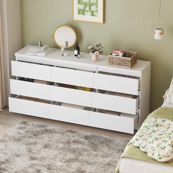 FUFU&GAGA 9-Drawer Retractable Dresser Bedroom Storage