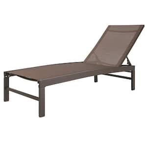 Brown 1-Piece Metal Adjustable Outdoor Chaise Lounge