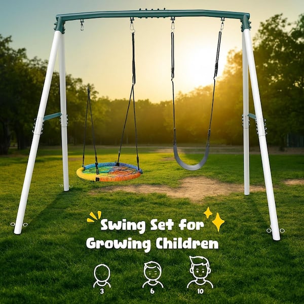 A-Frame Outdoor Playset with Spider Swing, 7.5' H, 500lb Capacity