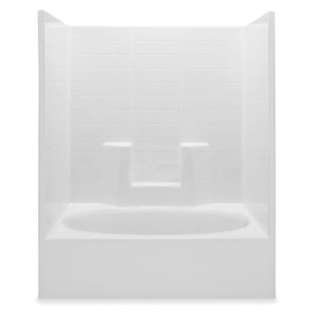 Aquatic Everyday Textured Tile 60 in. x 36 in. x 72 in. 1-Piece Bath ...