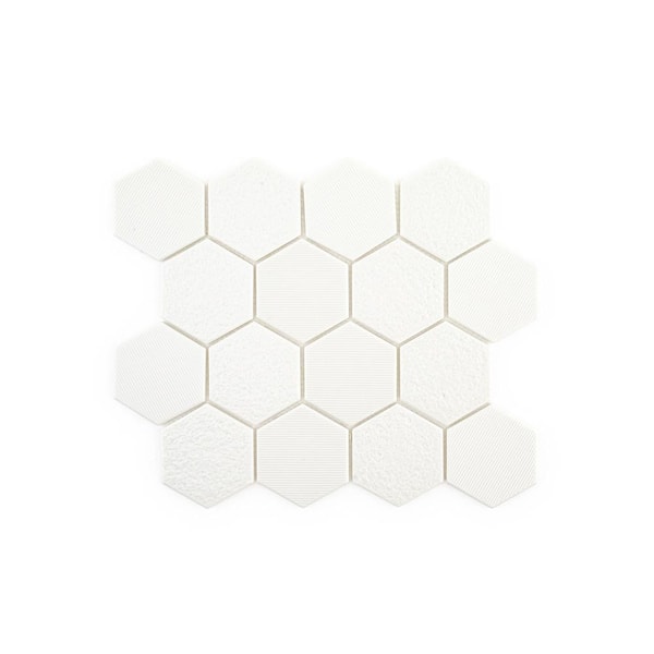 Jeffrey Court Magma White 10 in. x 11.875 in. Hexagon Matte Glass Mosaic Wall and Floor Tile (12.36 sq. ft./Case)