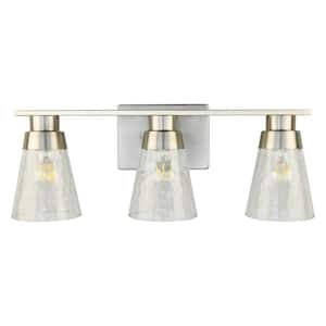 22 in. W 3-Light E26 Base Bathroom Vanity Light Fixtures with Glass Shade for Mirror,Gallery,Bathroom,No Bulbs Included