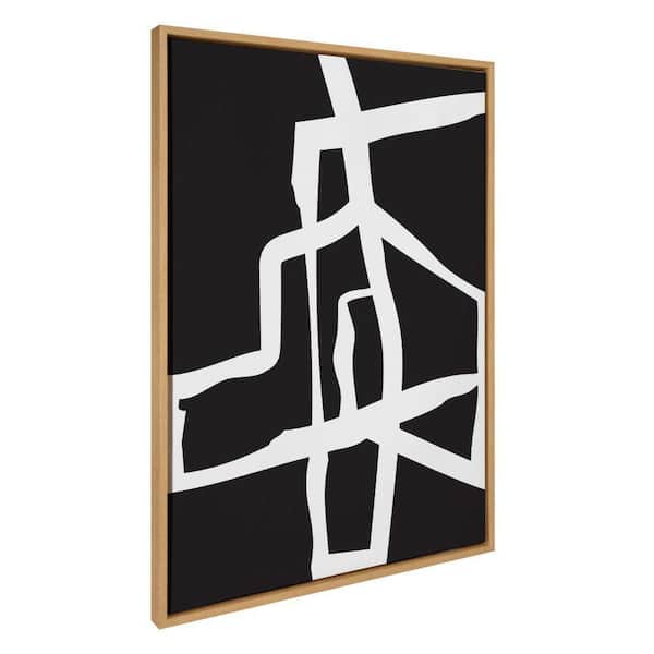 Kate and Laurel Sylvie Bold Sophisticated Abstract White Stroke by the Creative Bunch Studio Framed Art Print 28 in. x 38 in.