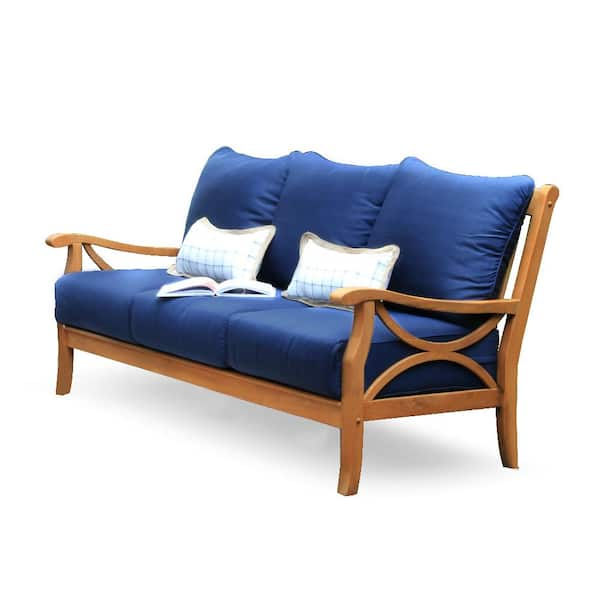 Cambridge Casual Abbington Teak Wood Outdoor Sofa Day Bed with Navy Cushion  150959-TW-XX-NV-XX - The Home Depot