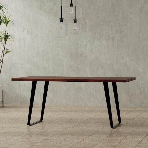 Simpli Home Delta Modern Industrial Dark Walnut Wood 72 in. Rectangle 4 Legs Dining Table, Seats 8