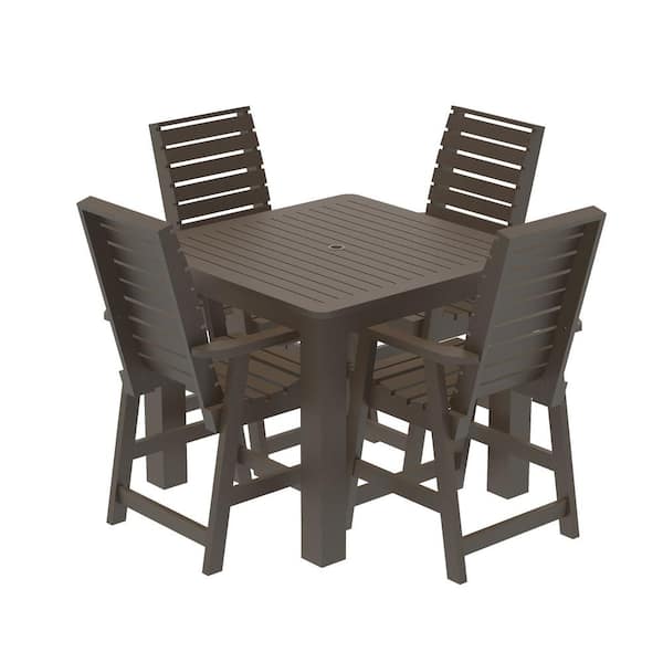 Unbranded Glennville 5-Pieces Square Recycled Plastic Outdoor Counter Dining Set
