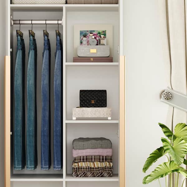 FUFU&GAGA White Mirror Finished Wood 63 in. W x 78.7 in. H x 19.7