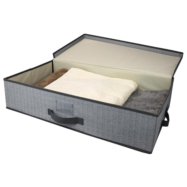 Grey 16-Compartment Under Bed Shoe Organizer