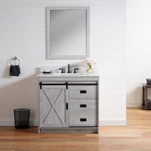 Rafter 36 in. W x 22 in. D Bath Vanity in White Wash with Engineered Stone Vanity Top in Carrara White with White Sink