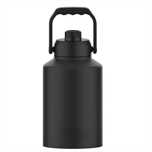 4 qt. Water Bottle Insulated with Handle, Stainless Steel Water Jug for Gym, Hiking and Camping, Black