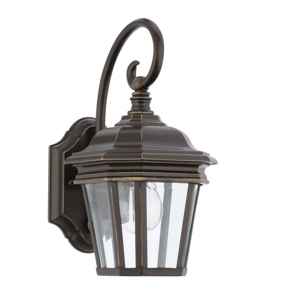 Oil Rubbed Bronze Outdoor Wall Lantern with Clear Glass Panels