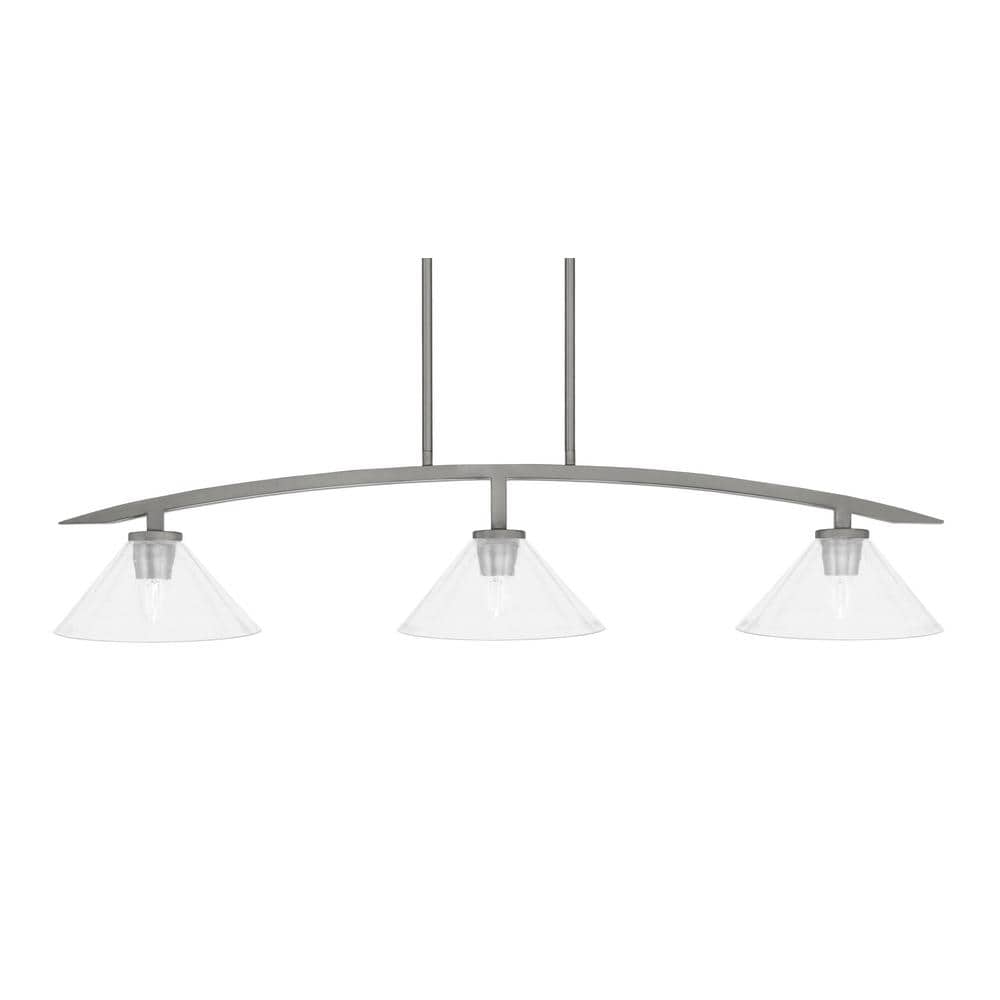 Siena 41.25 in. 3-Light Graphite Chandelier with 10 in. Clear Bubble Glass 