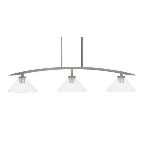 Unbranded Siena 41.25 in. 3-Light Graphite Chandelier with 10 in. Clear Bubble Glass Shades, no bulbs included