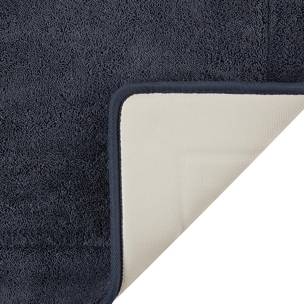 High Pile Chenille Bath Mat Skid Resistant Navy RT Designers Collection RGC00656 Cali 20 x 32 in 
