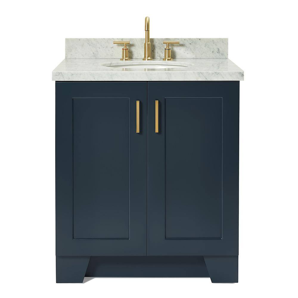 Midnight Blue Marble Top Single Sink Vanity with Gold Hardware