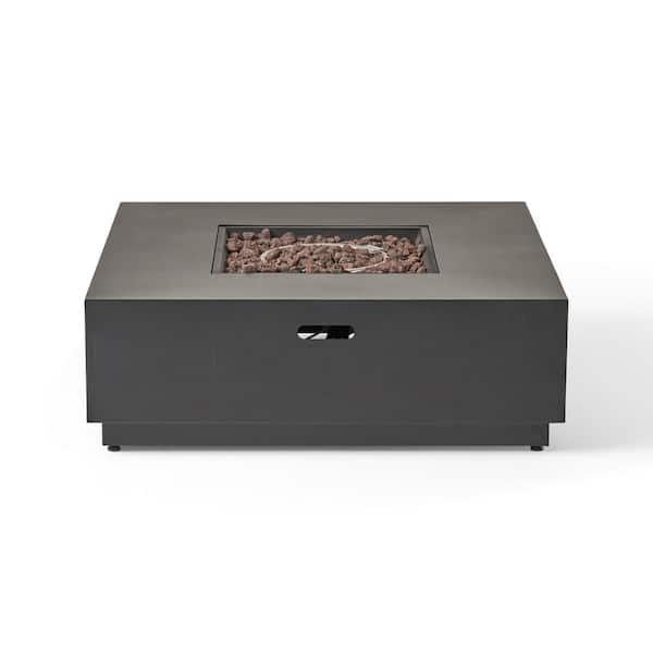 Dark Gray Iron Square 39 in. Outdoor Propane Fire Pit