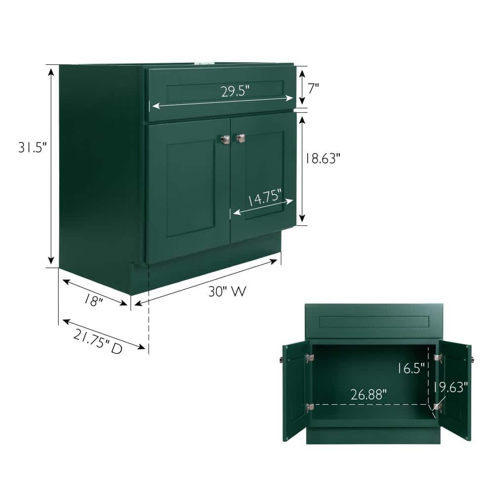 Hunter Green 30-inch Freestanding Wood Vanity Cabinet