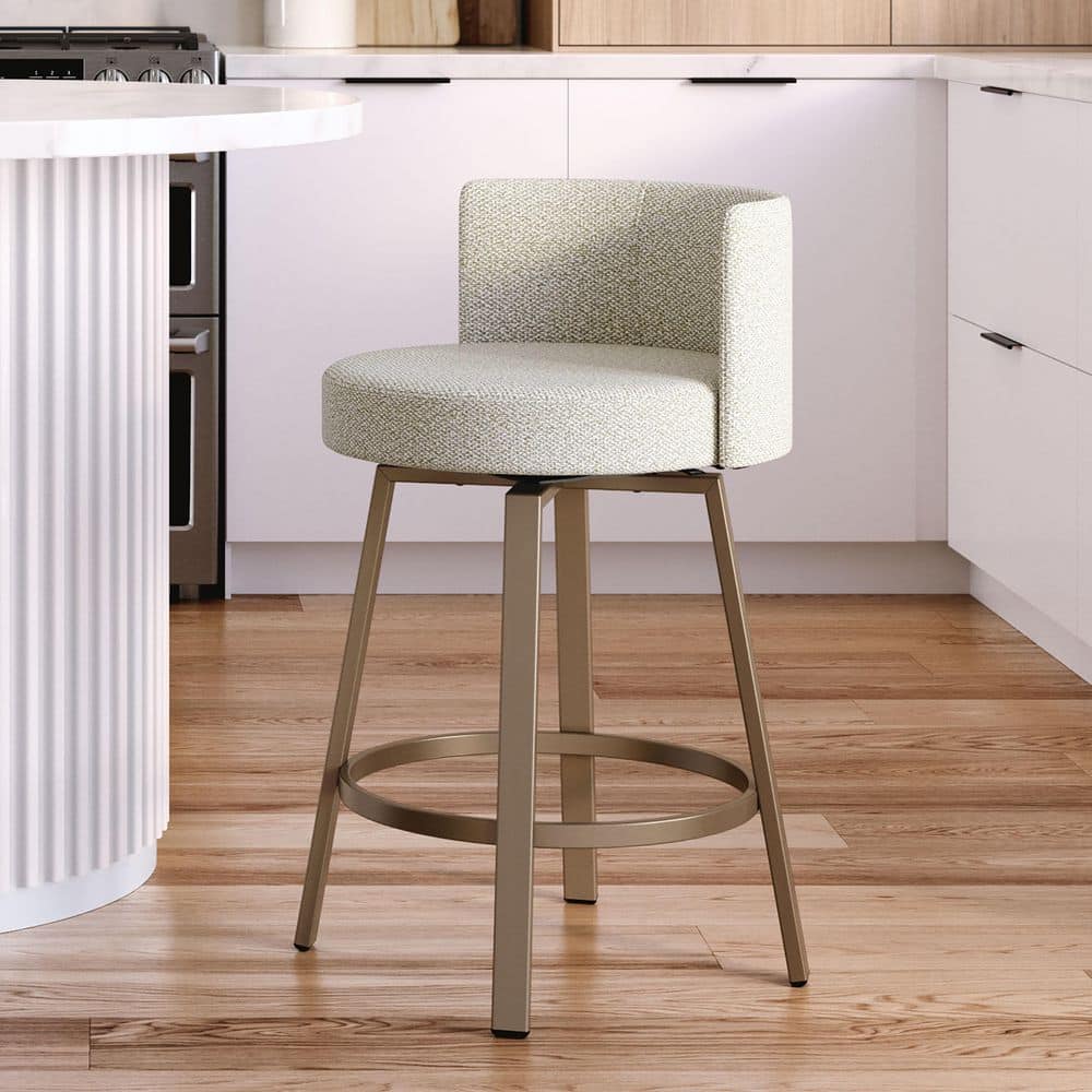 Cristina 26 in. Cream and Greige Boucle Polyester / Bronze Metal Counter Stool price history on PriceWatchPro