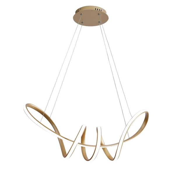 aiwen 40-Watt 1-Light Modern Geometric Gold Integrated LED Chandelier Creative Design Ceiling Hanging Light