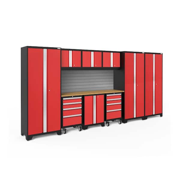 Bold Series 10-Piece 24-Gauge Steel Garage Storage System in Deep Red (162 in. W x 77 in. H x 18 in. D)