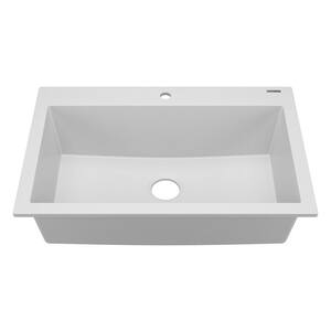 Camille Drop-In/Undermount Granite Composite 33 in. 1-Hole Single Bowl Kitchen Sink in Matte Canvas White