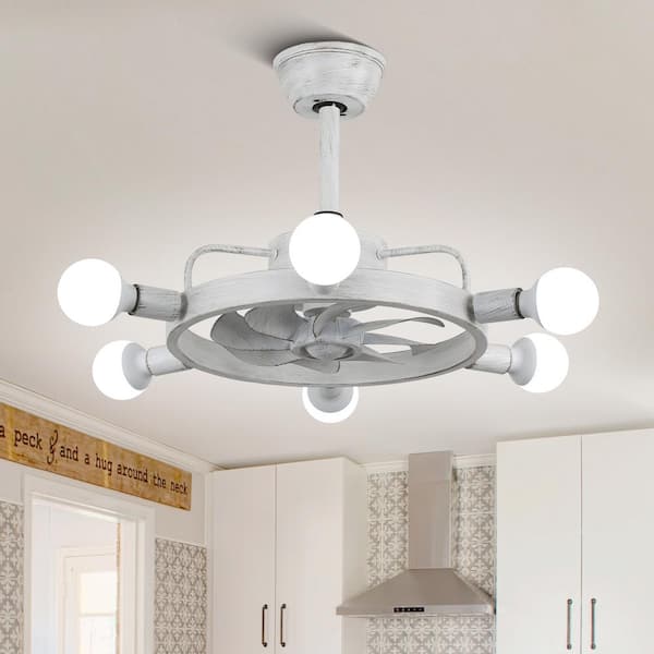 Oaks Aura Vezia 12 in.Blade Span 21 in. Indoor White Mediterranean Inspired Ship Wheel Design Ceiling Fan with Lights and Remote