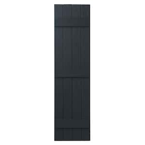 15 in. x 67 in. Polypropylene 4-Board Closed Board and Batten Shutters Pair in Dark Spruce