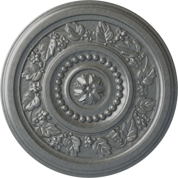 Ekena Millwork 16-1/8 in. x 5/8 in. Marseille Urethane Ceiling Medallion (Fits Canopies upto 4-1/4 in.), Platinum