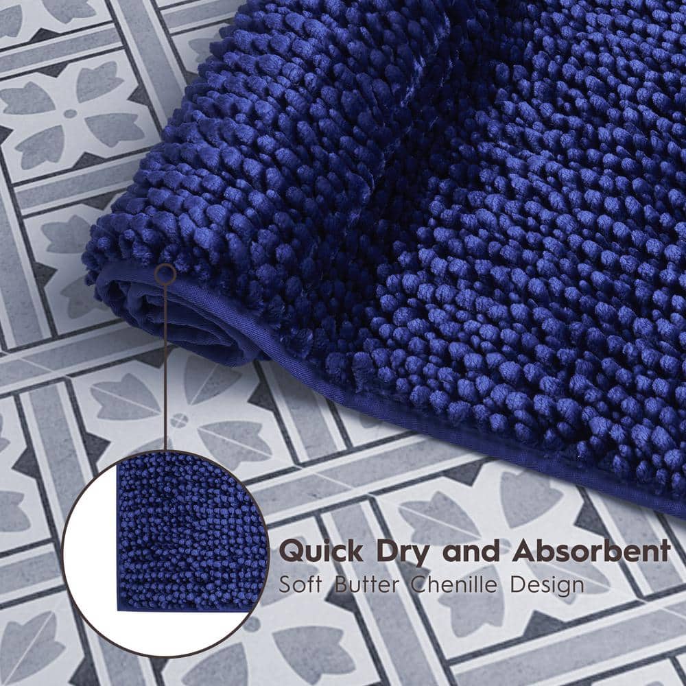 Laura Ashley Navy Blue Chenille Bath Mat Set