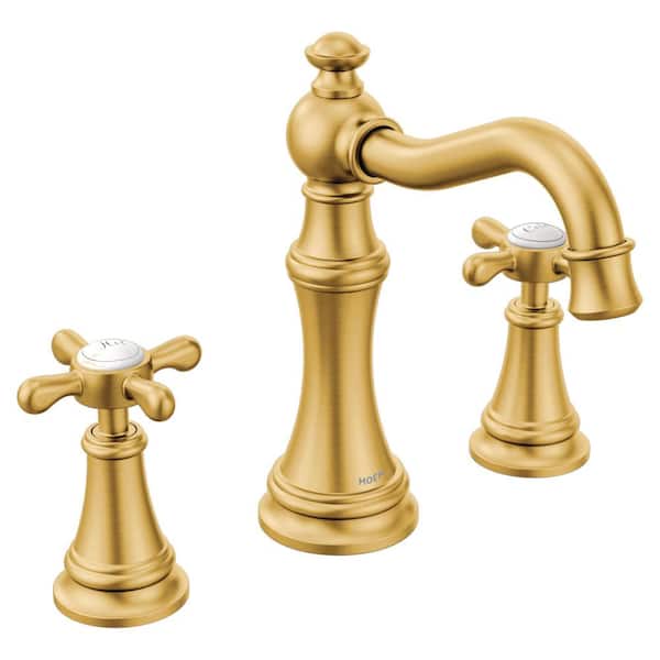 Weymouth 8 in. Widespread 2 Handle Bathroom Sink Faucet in Brushed Gold