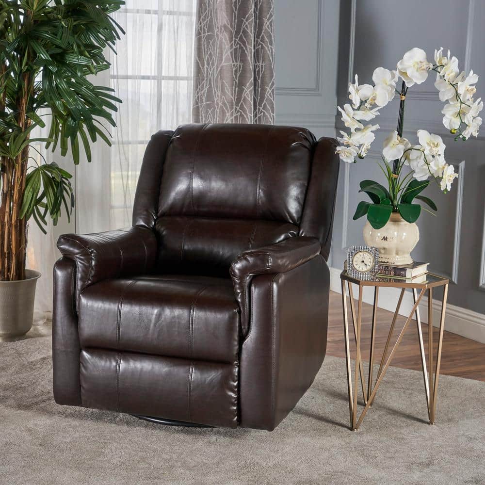 Jemma Brown Leather Swivel Recliner Chair