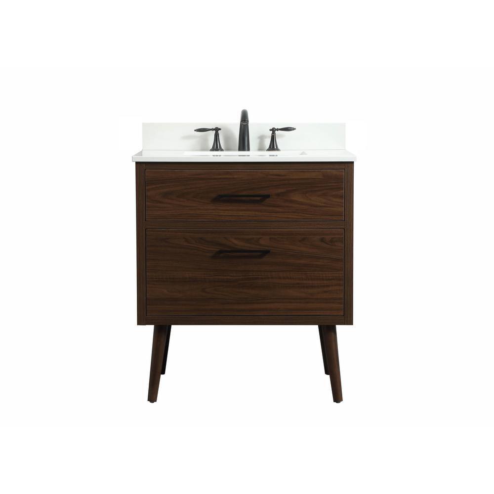 Simply Living 30 in. W x 22 in. D x 33.5 in. H Bath Vanity in Walnut with I