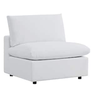 Commix Overstuffed 37 in. W Aluminum Outdoor Armless Lounge Chair with Sunbrella White Removeable Cushions