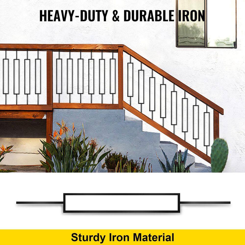 Black Powder-Coated Iron Deck Baluster Set for Stairs and Porch
