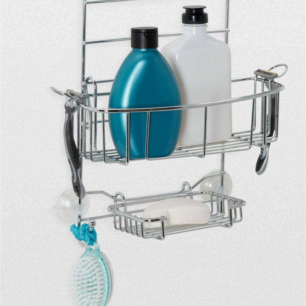 Stainless Steel Over-the-Door Adjustable Shower Caddy with Shelves