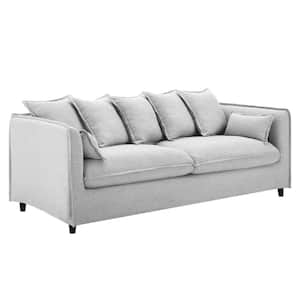 Avalon 75 in. Light Gray Slipcover Velvet 3-Seats Sofa with Dense Foam Padding
