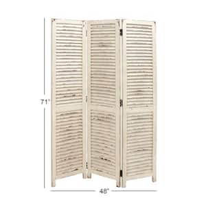 6 ft. Cream 3 Panel Hinged Foldable Partition Room Divider Screen with Horizontal Slats